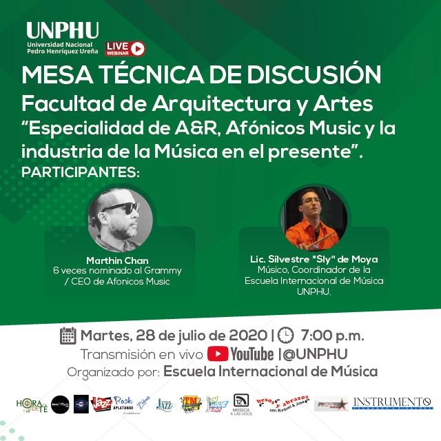 UNPHU realiza mesa técnica de discusión “Especialidad de A&R, Afónicos Music y la industria de la música en el presente”