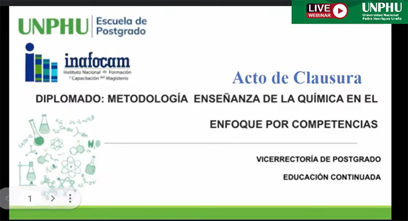 UNPHU finaliza Diplomado: Metodología de la Enseñanza de la Química en el Enfoque por Competencias